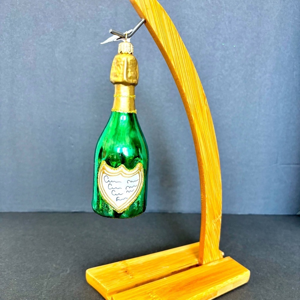 NWT Anthropologie Green Champagne Bottle Hand Blown Glass Ornament New